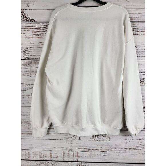 Gildan Heavy Blend Sarcastic Santa Sweatshirt XL Womens White Long Sleeve Crew - Picture 5 of 6